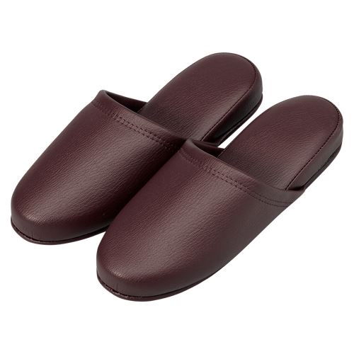 (まとめ買い)オーミケンシ 抗菌レザー調スリッパ10足 ダークワイン 36037 (10P) 00069837 〔×3〕【北海道・沖縄・離島配送不可】|フジックス