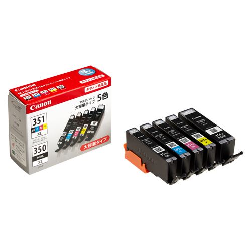 （まとめ買い）キヤノン インキ貯蔵タンク5色マルチP【大静電容量印字機】 BCI-351XL+350XL/5MP 00016374 〔×3〕【北海道・沖縄・離島送りとどける不可】