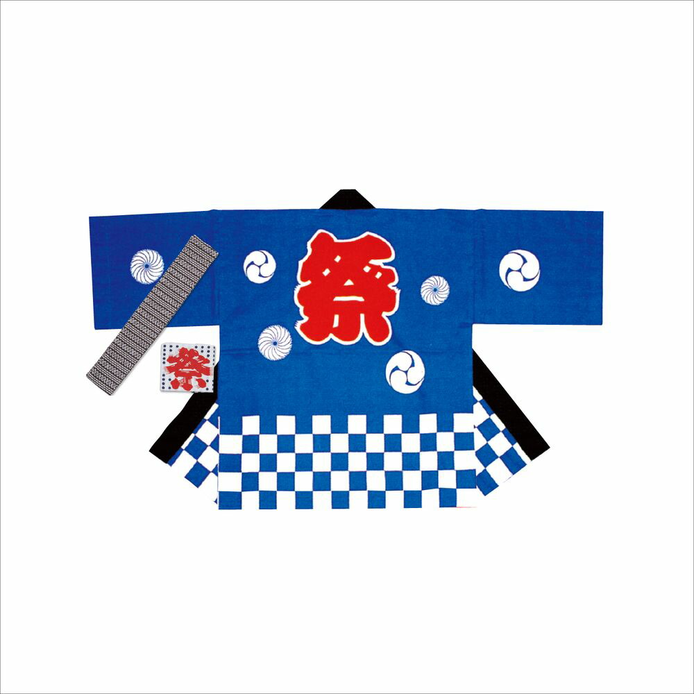 （まとめ買い）ササガワ 祭袢天（はんてん） 市松青 成年者 M 1仕掛ける入 40-3106 〔×3〕 【北海道・沖縄・離島送りとどける不可】