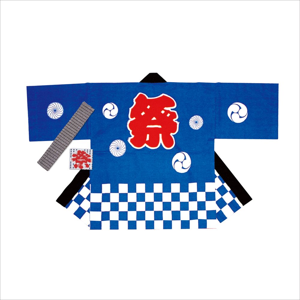 （まとめ買い）ササガワ 祭袢天（はんてん） 市松青 成年者 L 1仕掛ける入 40-3107 〔×3〕 【北海道・沖縄・離島送りとどける不可】