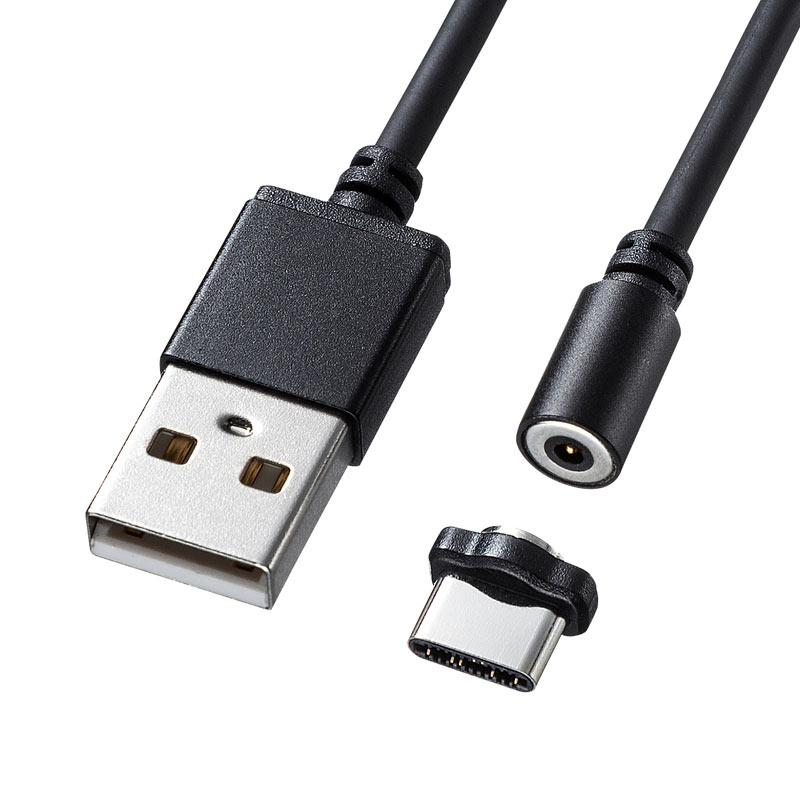 （まとめ買い）サンワサプライ 超小型Magnet脱着式USB Type-Cケーブル 1m KU-CMGCA1 〔×3〕 【北海道・沖縄・離島配送不可】