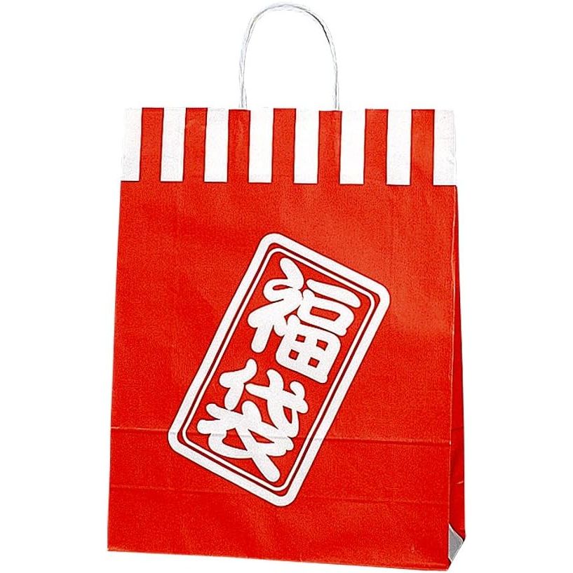 （まとめ買い）シモジマ HEIKO 手提げ紙袋 福袋 25惹きつける御徒面子 25CB 2才 紅白 50枚 幅320×マチ115×高410粍 003221410 〔×3〕 【北海道・沖縄・離島送りとどける不可】