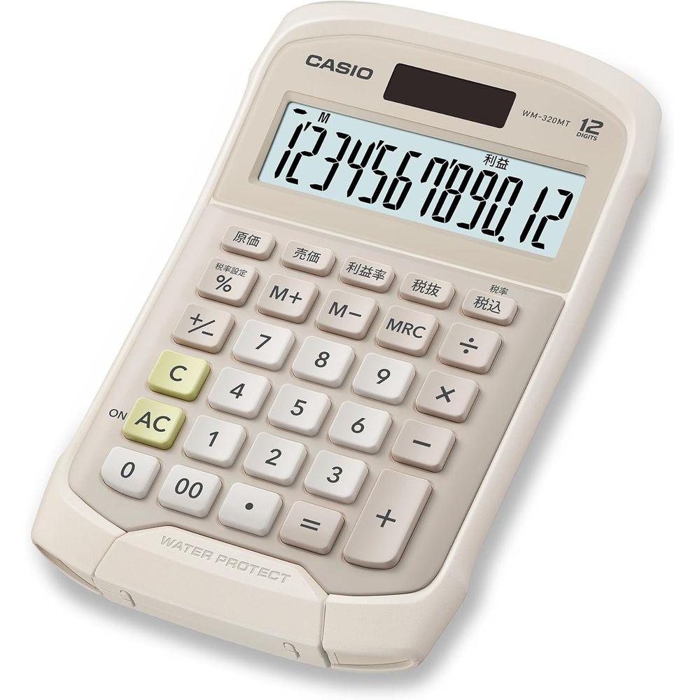 (まとめ買い)カシオ 防水電卓 ミニジャストタイプ 12桁 ベージュ WM-320MT-BE-N 〔3個セット〕 【北海道・沖縄・離島配送不可】|フジックス