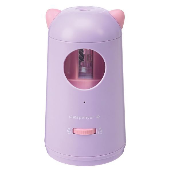 （まとめ買い）デビカ えんぴつけずり シャープニャー 猫耳付き添い人キュートな申し受ける式木筆削り パープル 043748 〔3個書き割り〕 【北海道・沖縄・離島送りとどける不可】