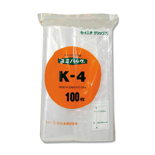 （まとめ買い）セイニチ ファスナー付き添い人ポリ袋 ユニパック K-4 400×280粍 100枚入 6651100 〔×3〕 【北海道・沖縄・離島送りとどける不可】