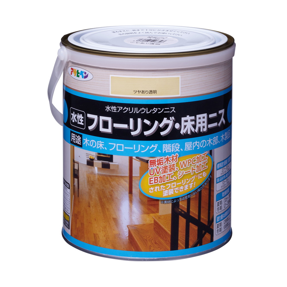 (まとめ買い)アサヒペン 水性フローリング・床用ニス 1.6L ツヤあり透明 〔×3〕 【北海道・沖縄・離島配送不可】|フジックス