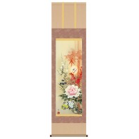 緒方葉水　開運掛軸(尺五)　「四季花吉祥競艶図」 化粧箱入り　D5-022 【北海道・沖縄・離島配送不可】｜フジックス