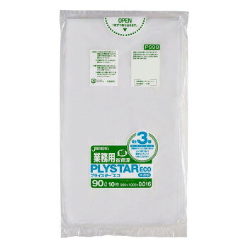 ジャパックス プライスターエコポリ袋90L 半透明 10枚×60冊 PS98 【北海道・沖縄・離島配送不可】|フジックス