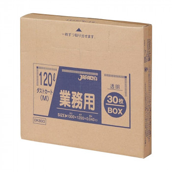 ジャパックス 大型ポリ袋120L ダストカート(M) 透明 30枚×6箱 DKB93 【北海道・沖縄・離島配送不可】|フジックス