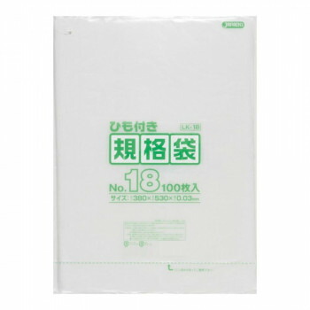 ジャパックス LD規格袋 厚み0.030mm No.18 ひも付き 透明 100枚×5冊×3箱 LK18 【北海道・沖縄・離島配送不可】|フジックス