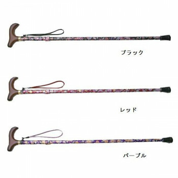 花柄おしゃれステッキ(テーブルフック付)　ブラック・CH234004A01 【北海道・沖縄・離島配送不可】