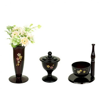 仏具・花4点セット ブラック 340-005 【北海道・沖縄・離島配送不可】｜フジックス 8,815円