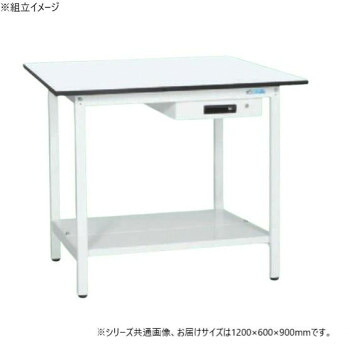 サカエ 軽量立作業台KADタイプ キャビネット1段付 中板付 1200×600×900mm KAD-126ATMW 【北海道・沖縄・離島配送不可】|フジックス