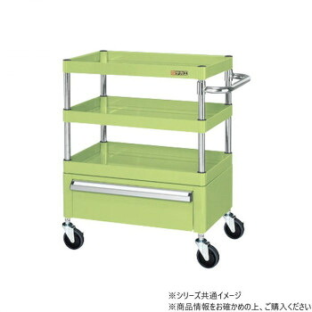 サカエ CSパールワゴン中量タイプ 引出し付 グリーン CSP-6073CSE 【北海道・沖縄・離島配送不可】|フジックス