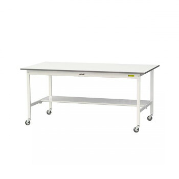 山金工業(YamaTec) SUPC-1890T-WW ワークテーブル150シリーズ 移動式 (H826mm) 1800×900mm (半面棚板付) 【北海道・沖縄・離島配送不可】|フジックス