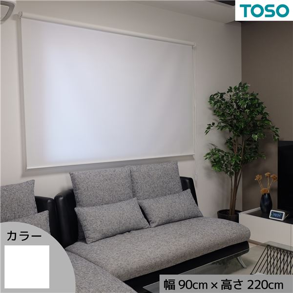 窓にも間仕切にも活躍 採光プレーンロールスクリーン ホワイト 約幅90cm×高さ220cm 【北海道・沖縄・離島配送不可】