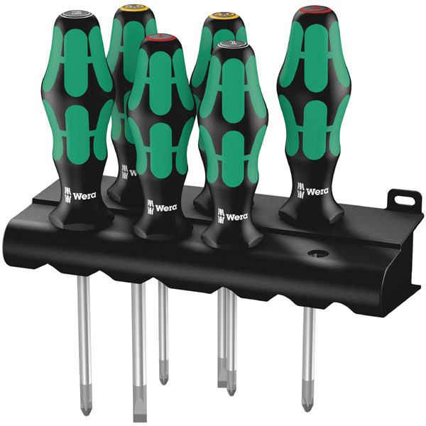 WERA ヴェラ 6本組 Kraftform Plus ハンドル ドライバーセット ラック付 105622 工具 ツール DIY 作業工具 道具 【北海道・沖縄・離島配送不可】|フジックス