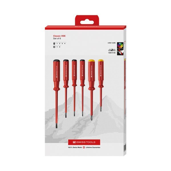 PB SWISS TOOLS ピービースイスツールズ 6本組 スイスグリップクラシックタイプ 不成立１番ウッド書き割り（さし引き・つけ加える） 調査報告ボックス席入 5542.CBB 【北海道・沖縄・離島送りとどける不可】