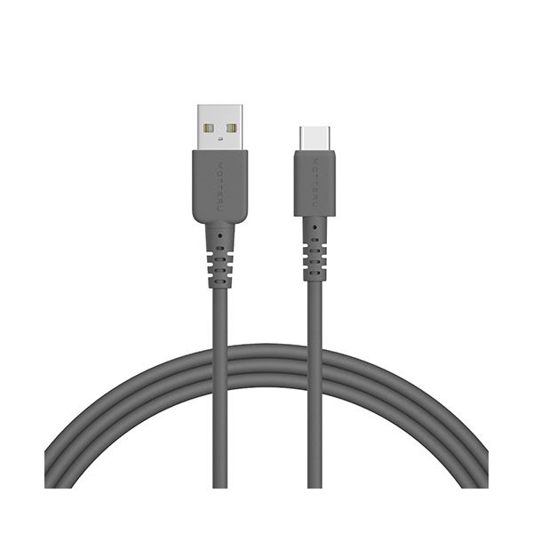 （まとめ） オウルテックMOTTERU A to C シリコンケーブル スモーキーブラック 2m MOT-SCBACG200-BK 1本 〔×3セット〕 【北海道・沖縄・離島配送不可】