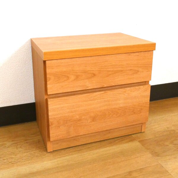 頑丈薄型チェスト/座れる収納ベンチ〔2段 幅45cm ナチュラル木目調〕 奥行30cm 日本製 『ウスピッタ』〔完成品〕 【北海道・沖縄・離島配送不可】