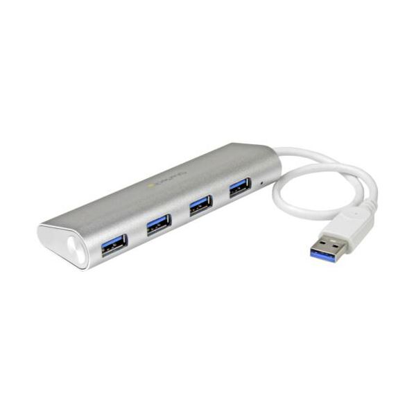 StarTech.com 4ポート USB3.0ハブ シルバー＆ホワイト ST43004UA 1個 【北海道・沖縄・離島配送不可】