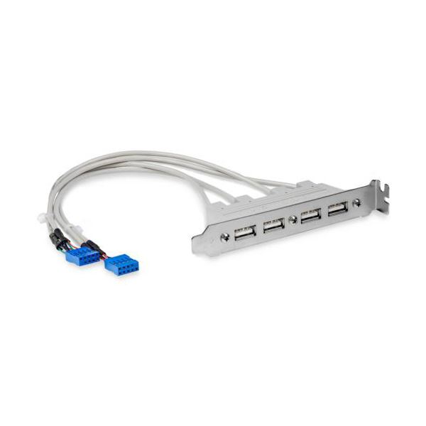 （まとめ） StarTech.com マザーボードピンヘッダー接続USB 4ポート増設変換アダプタ USB A（メス）×4-IDC10ピン（メス）×2 USBPLATE4 1本 〔×3セット〕 【北海道・沖縄・離島配送不可】