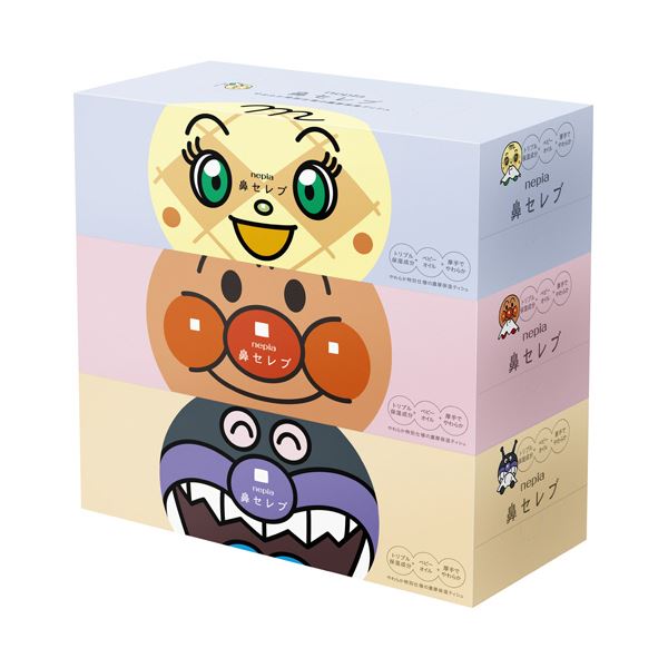 （まとめ） 皇子ネピア ネピアアンパンマン鼻セレブ 180組／箱 1容器に並べる（3箱） 〔×5仕掛ける〕 【北海道・沖縄・離島送りとどける不可】 日用消耗品-ティッシュ・トイレットペーパー-日用品雑貨・文房具・手芸
