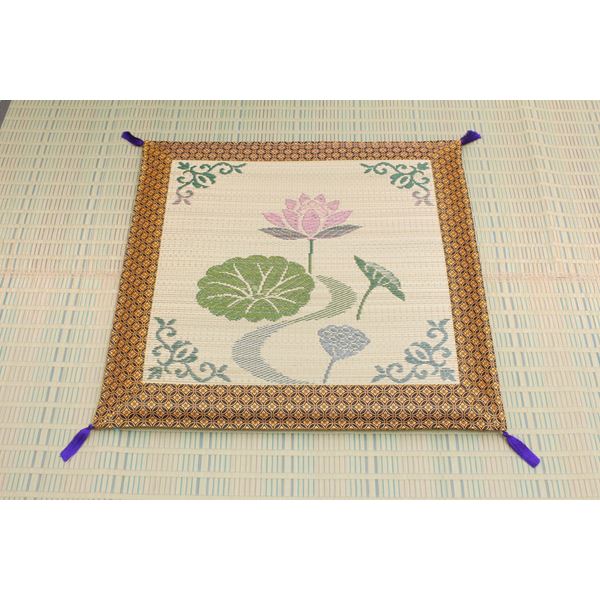 純国産 袋織 い草御前(仏前)座布団 『蓮の花』 約70×70cm 【北海道・沖縄・離島配送不可】|フジックス