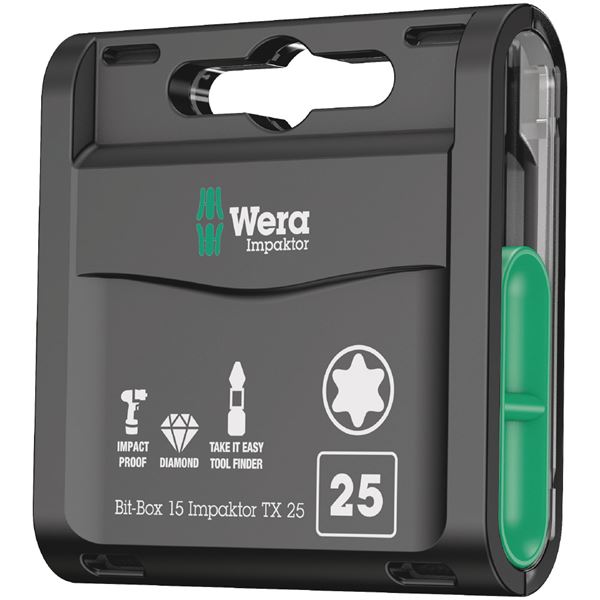 WERA ヴェラ 15本組 差込6.35粍 インパクトトルクスビットセット 大きさTX25 全長25粍 057775 物の具 物の具 DIY やり方物の具 御先棒 【北海道・沖縄・離島送りとどける不可】