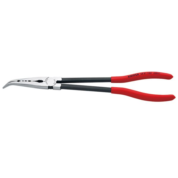 KNIPEX クニペックス ロングリーチベントニードルノーズプライヤー プラスチックコーティング サイズ85×21×280mm パック入 2881-280SB 【北海道・沖縄・離島配送不可】|フジックス