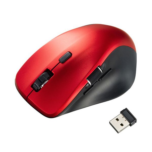 サンワサプライ 静音ワイヤレスマウス（サイドホイール付き） 5ボタン レッド MA-WBS524R 1個 【北海道・沖縄・離島配送不可】