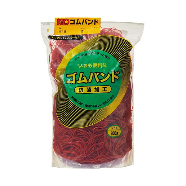 (まとめ）アイジーオー 天然ゴムダンス楽隊 #18 赤500g #18-TR-M 1袋〔×5仕掛ける〕 輪ゴム-日用品雑貨・文房具・手芸
