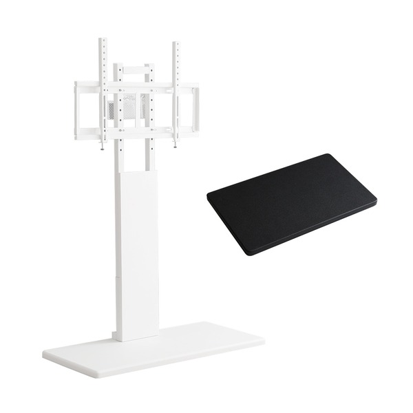 最大100インチ対応 頑丈テレビスタンド 専用棚板 セット 本体ホワイト／棚板ブラック 組立品 【北海道・沖縄・離島配送不可】｜フジックス