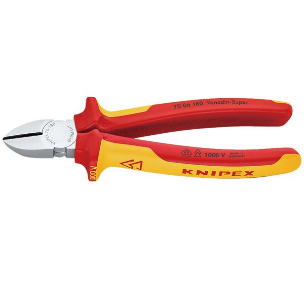 KNIPEX クニペックス 1000V不成立斜ニッパー 全長180粍 7006-180 【北海道・沖縄・離島送りとどける不可】