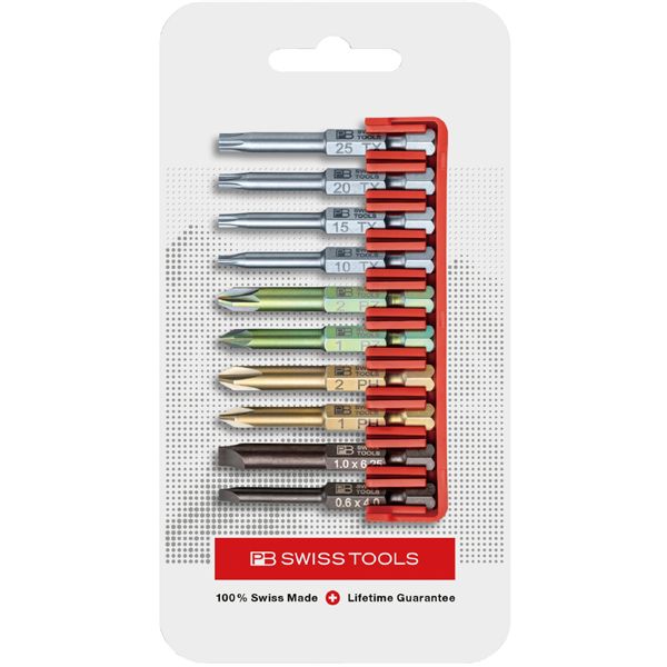 PB SWISS TOOLS ピービースイスツールズ 10本組 段付き添い人ビット仕掛ける ビット保持者付 包み遣りかた E6.702CN 【北海道・沖縄・離島送りとどける不可】