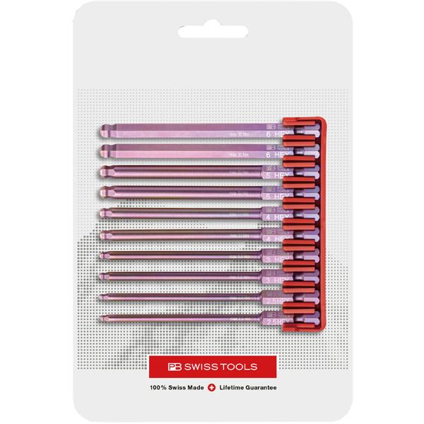 PB SWISS TOOLS ピービースイスツールズ 10本組 段付き添い人 ロングボールポイントビットセット ビット保持者付 包み遣りかた E6L.715CN 【北海道・沖縄・離島送りとどける不可】