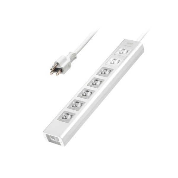 サンワサプライ 抜け止めシャッタータップ 3P抜け止め7個口 (5個口連動集中スイッチ) 5m ホワイト TAP-F37SH-5K 【北海道・沖縄・離島配送不可】