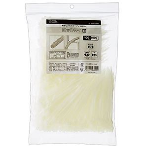 (まとめ) オーム電機 ロックタイ 100mm 白 LT-100W1000W 1袋(1000本) 〔×4セット〕【代引不可】【北海道・沖縄・離島配送不可】