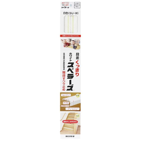 川口技研 木製室内階段用 すべり止め材 スベラーズ パック入 ホワイト SU-WH [1パック14本入] 【代引不可】【北海道・沖縄・離島配送不可】