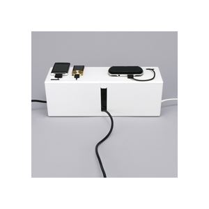 (まとめ) バッファロー ケーブルボックス 電源タップ＆ケーブル収容 Lサイズ ホワイト BSTB01LWH 1個 〔×2セット〕【代引不可】【北海道・沖縄・離島配送不可】