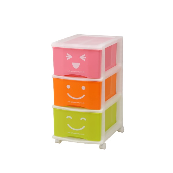子供用 収納棚/収納ラック 〔ハッピーケース 3段〕 33×42×67cm 日本製 キャスター付き ポリプロピレン 〔リビング〕 【北海道・沖縄・離島配送不可】