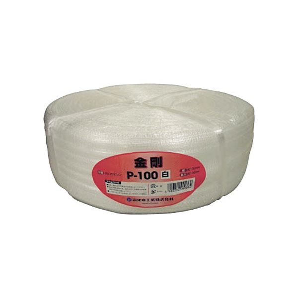 (まとめ) 司化成工業 ツカサ 手結束用PP縄(ツカサテープ) 白 P-100W 1巻 〔×5セット〕