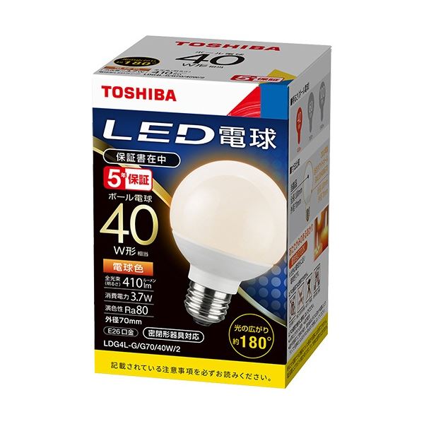 (まとめ) 東芝ライテック LED白熱電球 どんぶり鉢白熱電球形 E26口金 3.7W 白熱電球色 LDG4L-G/G70/40W/2 1個 〔×3仕掛ける〕
