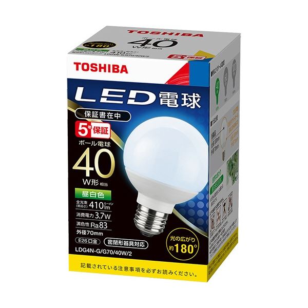 (まとめ) 東芝ライテック LED白熱電球 どんぶり鉢白熱電球形 E26口金 3.5W 昼白いこと LDG4N-G/G70/40W/2 1個 〔×3仕掛ける〕
