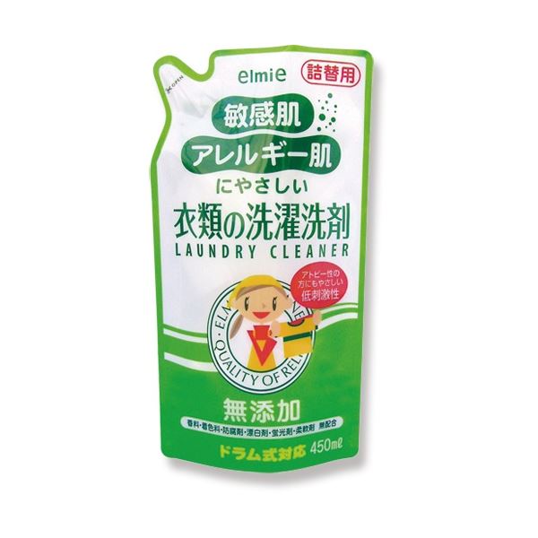 (まとめ) コーセー エルミー 敏感肌・アレルギー肌にやさしい衣類の洗濯洗剤 詰替え 450ml 021670 1個 〔×20セット〕|フジックス