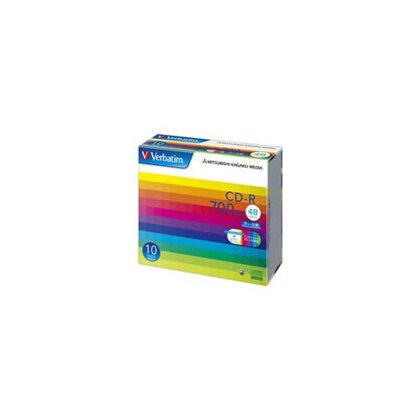 (まとめ）バーベイタム 資料用CD-R700MB ワイドプリンタブル 5粍か細い容れもの SR80SP10V1C 1箱(100枚:10枚×10個)〔×3書き割り〕【代引不可】【北海道・沖縄・離島送りとどける不可】