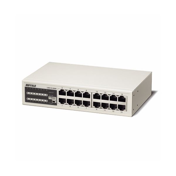(まとめ）バッファロー 10/100M対応 スイッチングハブ 金属筐体 電源内蔵 16ポート LSW3-TX-16NSR 1台〔&times;3セット〕【代引不可】【北海道・沖縄・離島配送不可】｜フジックス