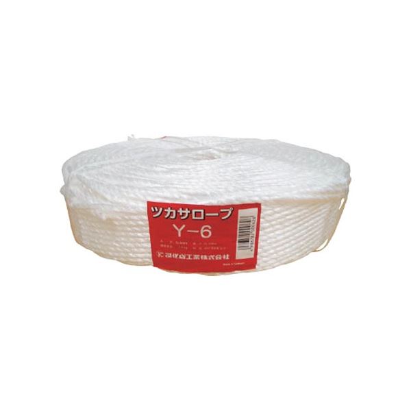 (まとめ) 司化成工業 ツカサ PP融着 三本撚ロープ(ツカサロープ) Y-6 1巻 〔×3セット〕