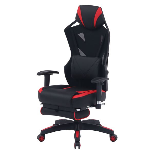 メッシュゲーミングチェア フットレスト付き添い人赤いこと（RD） 精神的な統合品 イス・チェア-インテリア・寝具・収納