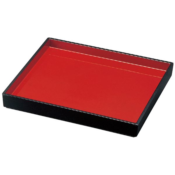 9寸両面長角番重/重箱 〔大 黒内朱 M〕 272mm×242mm×35mm 日本製 食洗機対応 〔和食 レストラン 店舗 お店〕【代引不可】【北海道・沖縄・離島配送不可】